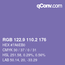 カラーコード: RGB 122.9 110.2 176 | qconv.com