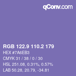 Color code: RGB 122.9 110.2 179 | qconv.com