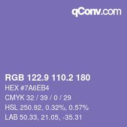 Color code: RGB 122.9 110.2 180 | qconv.com