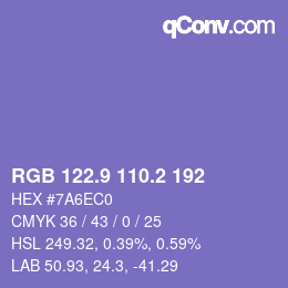 カラーコード: RGB 122.9 110.2 192 | qconv.com