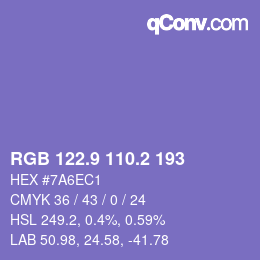 カラーコード: RGB 122.9 110.2 193 | qconv.com