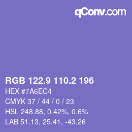 カラーコード: RGB 122.9 110.2 196 | qconv.com