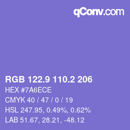 カラーコード: RGB 122.9 110.2 206 | qconv.com