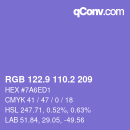 カラーコード: RGB 122.9 110.2 209 | qconv.com