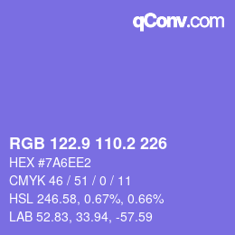 カラーコード: RGB 122.9 110.2 226 | qconv.com
