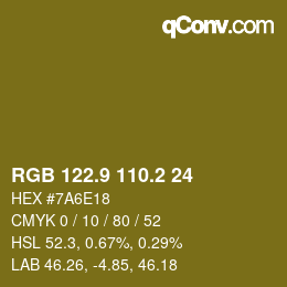 カラーコード: RGB 122.9 110.2 24 | qconv.com