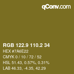 Color code: RGB 122.9 110.2 34 | qconv.com