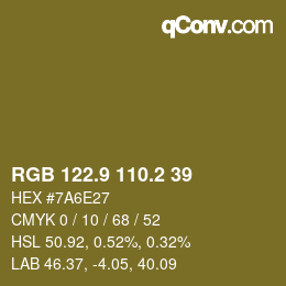 Farbcode: RGB 122.9 110.2 39 | qconv.com
