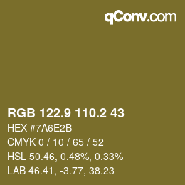 Color code: RGB 122.9 110.2 43 | qconv.com