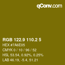 カラーコード: RGB 122.9 110.2 5 | qconv.com