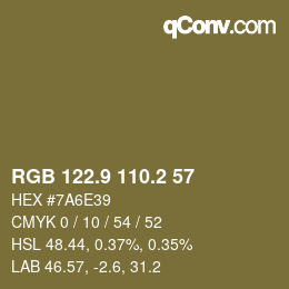 Color code: RGB 122.9 110.2 57 | qconv.com