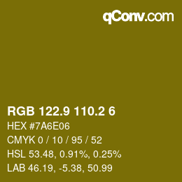 カラーコード: RGB 122.9 110.2 6 | qconv.com