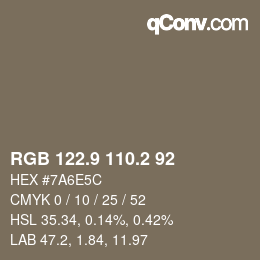Farbcode: RGB 122.9 110.2 92 | qconv.com