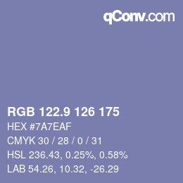 Color code: RGB 122.9 126 175 | qconv.com
