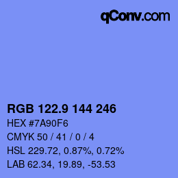 カラーコード: RGB 122.9 144 246 | qconv.com