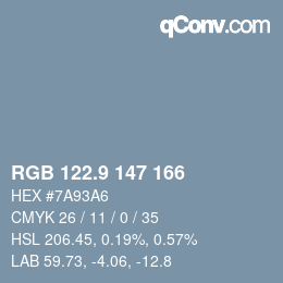 Color code: RGB 122.9 147 166 | qconv.com