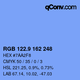 カラーコード: RGB 122.9 162 248 | qconv.com