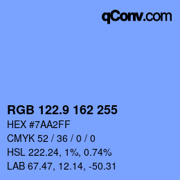 カラーコード: RGB 122.9 162 255 | qconv.com