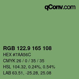 カラーコード: RGB 122.9 165 108 | qconv.com