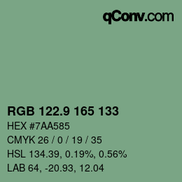 カラーコード: RGB 122.9 165 133 | qconv.com