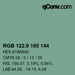 カラーコード: RGB 122.9 165 144 | qconv.com