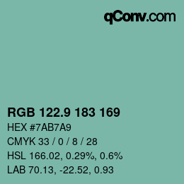 Color code: RGB 122.9 183 169 | qconv.com