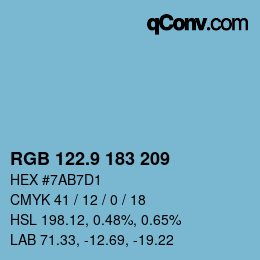 Color code: RGB 122.9 183 209 | qconv.com