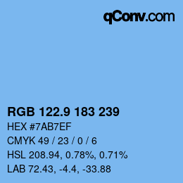 カラーコード: RGB 122.9 183 239 | qconv.com
