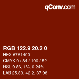 カラーコード: RGB 122.9 20.2 0 | qconv.com