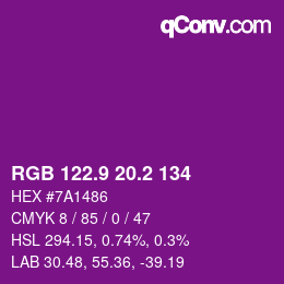 カラーコード: RGB 122.9 20.2 134 | qconv.com