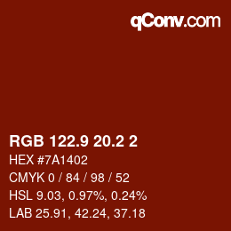 カラーコード: RGB 122.9 20.2 2 | qconv.com
