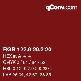 Color code: RGB 122.9 20.2 20 | qconv.com