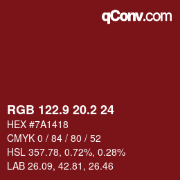 Color code: RGB 122.9 20.2 24 | qconv.com