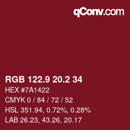 Color code: RGB 122.9 20.2 34 | qconv.com