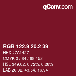 Color code: RGB 122.9 20.2 39 | qconv.com