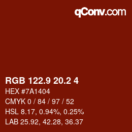 カラーコード: RGB 122.9 20.2 4 | qconv.com