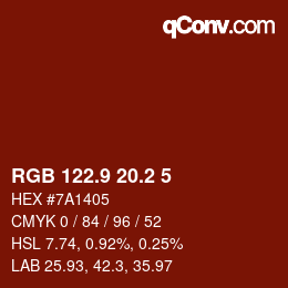 Farbcode: RGB 122.9 20.2 5 | qconv.com