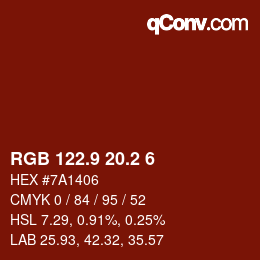 Color code: RGB 122.9 20.2 6 | qconv.com