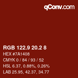 カラーコード: RGB 122.9 20.2 8 | qconv.com
