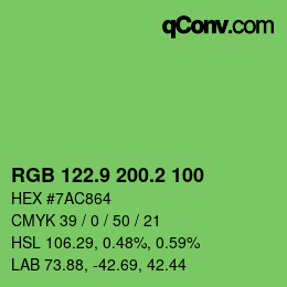 カラーコード: RGB 122.9 200.2 100 | qconv.com