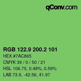 カラーコード: RGB 122.9 200.2 101 | qconv.com