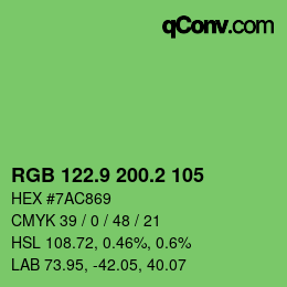 カラーコード: RGB 122.9 200.2 105 | qconv.com