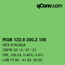 カラーコード: RGB 122.9 200.2 106 | qconv.com