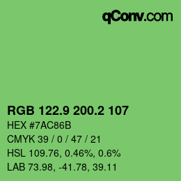 カラーコード: RGB 122.9 200.2 107 | qconv.com