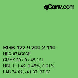 カラーコード: RGB 122.9 200.2 110 | qconv.com