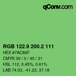 カラーコード: RGB 122.9 200.2 111 | qconv.com