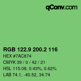 カラーコード: RGB 122.9 200.2 116 | qconv.com