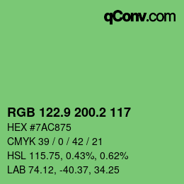 カラーコード: RGB 122.9 200.2 117 | qconv.com