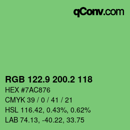 カラーコード: RGB 122.9 200.2 118 | qconv.com