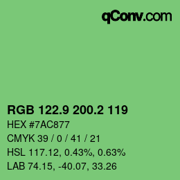 カラーコード: RGB 122.9 200.2 119 | qconv.com